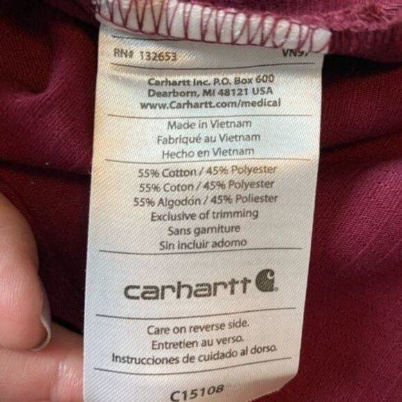 CARHARRT NWT Men's Ripstop Maroon Short Sleeve V Neck Scrub Top Size‎ Small - Picture 5 of 5